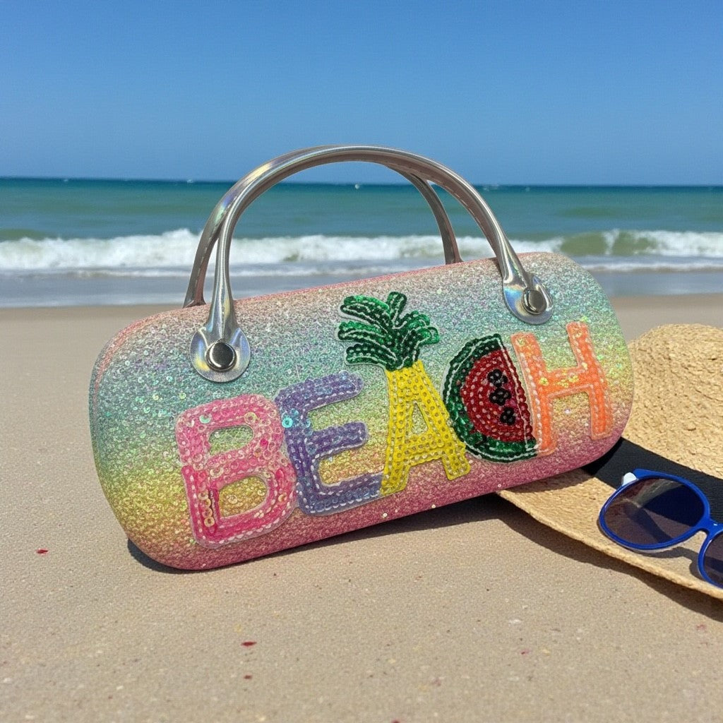 Handtaschenetui Beach col. blau gelb-pink